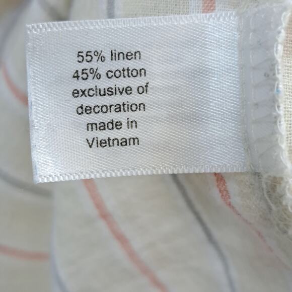 Lane Bryant Blouse Plus 14/16 Linen Blend Striped Button Front Peasant Cream 1X - Picture 6 of 6